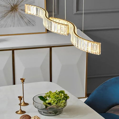 lustre led en bande de cristal design moderne simple et créatif