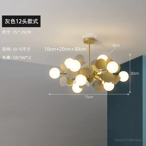 suspension à led design nordique avec fleurs décoratives en acrylique - vue 11 sur 24