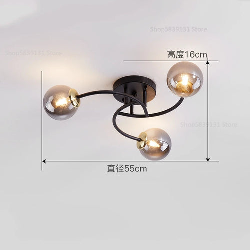 plafonnier nordique simple en verre avec led moderne