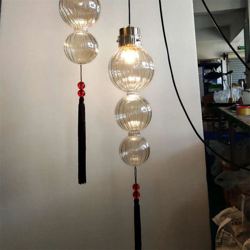 suspension Style chinois vitrail gourde gland lumières Loft salon cuisine Art déco intérieur luminaire