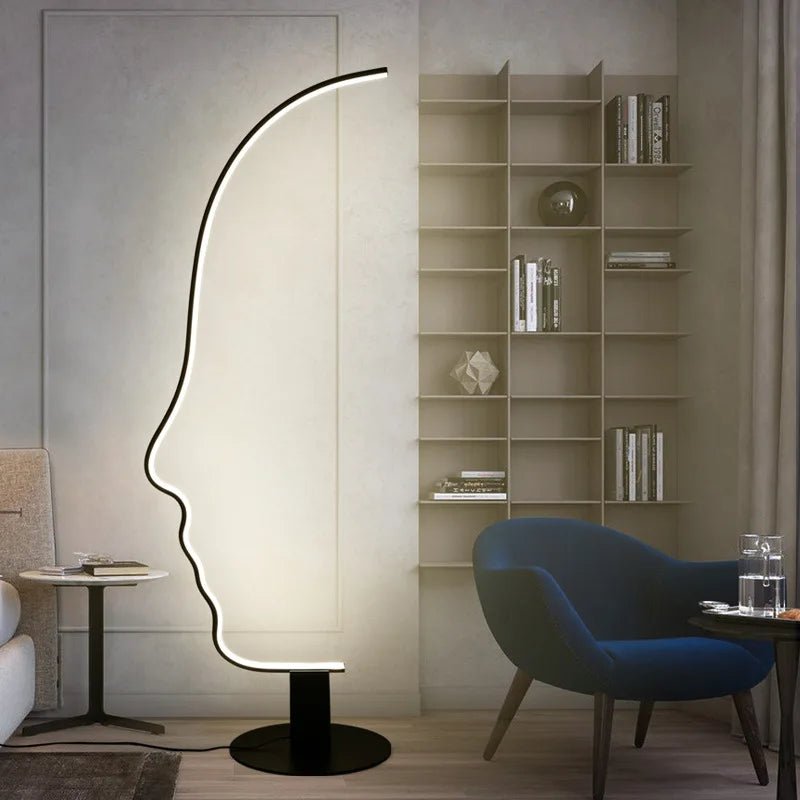 Nordique visage humain lampadaire LED longue scandinave salon chambre chevet décor à la maison luminaire intérieur support lumière