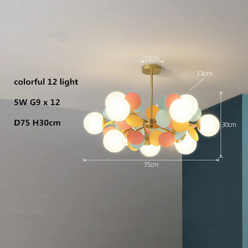 lustre led globe en verre acrylique coloré pour enfants - vue 21 sur 24
