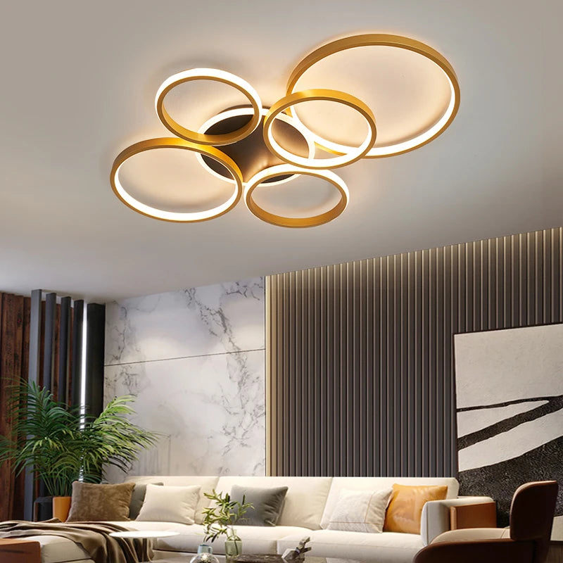 NEO Gleam moderne plafond lustre lumières pour salon étude chambre AC85-265V noir/or couleur led lustre luminaires