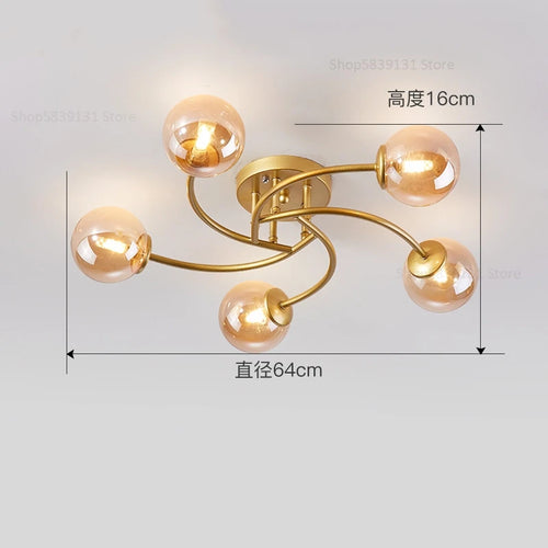 plafonnier nordique simple en verre avec led moderne - vue 12 sur 12