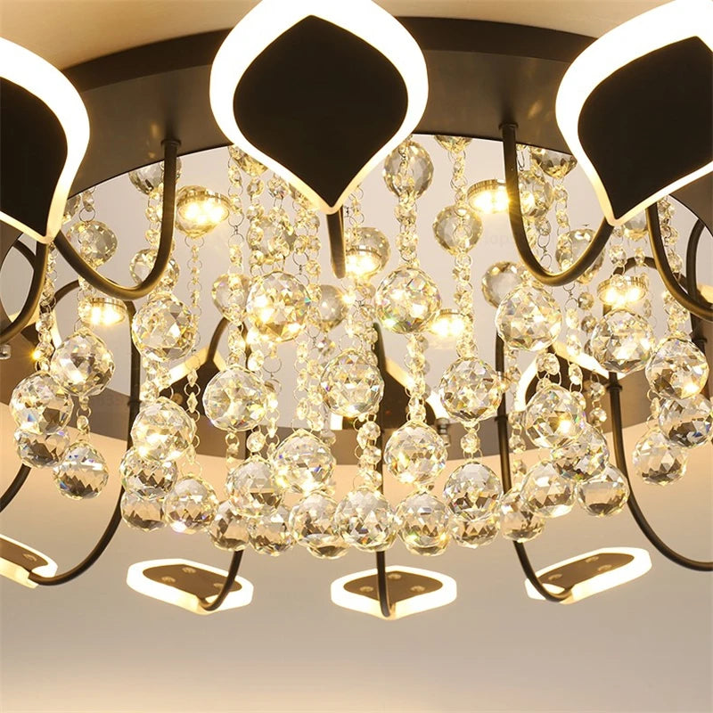 plafonniers modernes en cristal clair avec éclairage led terrestre