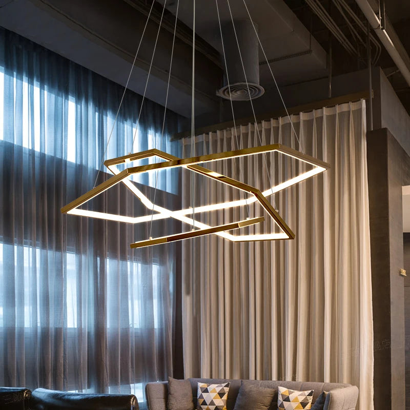 lustre led moderne en acier inoxydable pour intérieur créatif - vue 5 sur 8