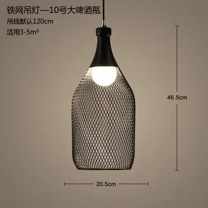 lustre cage à oiseaux style loft rétro en fer créatif minimaliste - vue 18 sur 18