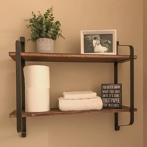 etagère murale flottante en bois pour rangement industriel - vue 2 sur 7