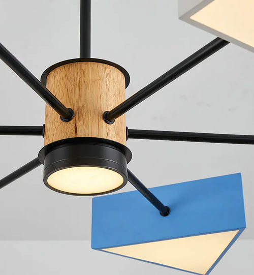 lustre bois moderne nordique salle manger chambre enfants - vue 6 sur 7