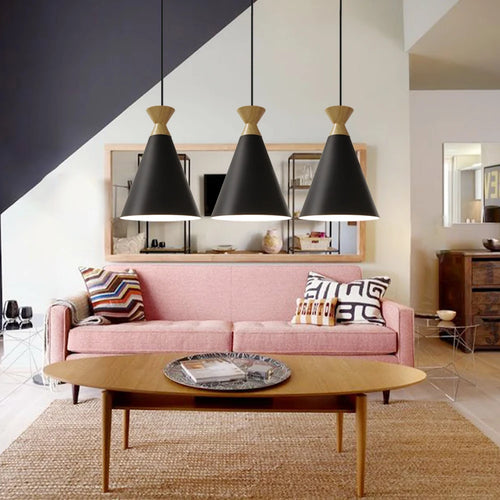 lampe suspendue rétro moderne à led abat-jour nordique pour éclairage restaurant - vue 6 sur 9