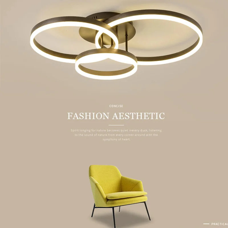 1/2/3 Rings LED Ceiling Lights For Bedroom Dining Room Living Room Kitchen Studyroom Villa Foyer Office Indoor Simple Home Lamps - vue 2 sur 10
