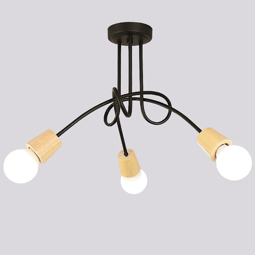 lustre vintage en fer avec 3/5 prises éclairage nordique moderne - vue 10 sur 16