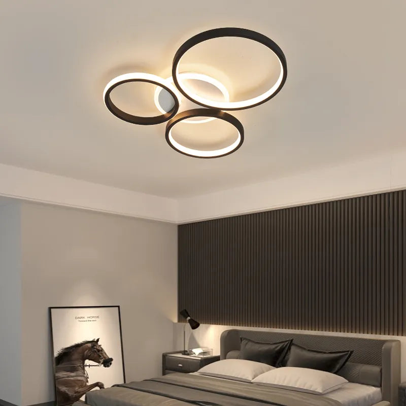 NEO Gleam moderne plafond lustre lumières pour salon étude chambre AC85-265V noir/or couleur led lustre luminaires
