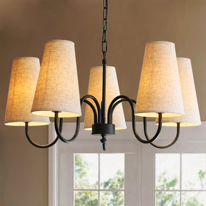 lustre moderne rétro en tissu pour intérieur élégant - vue 8 sur 8