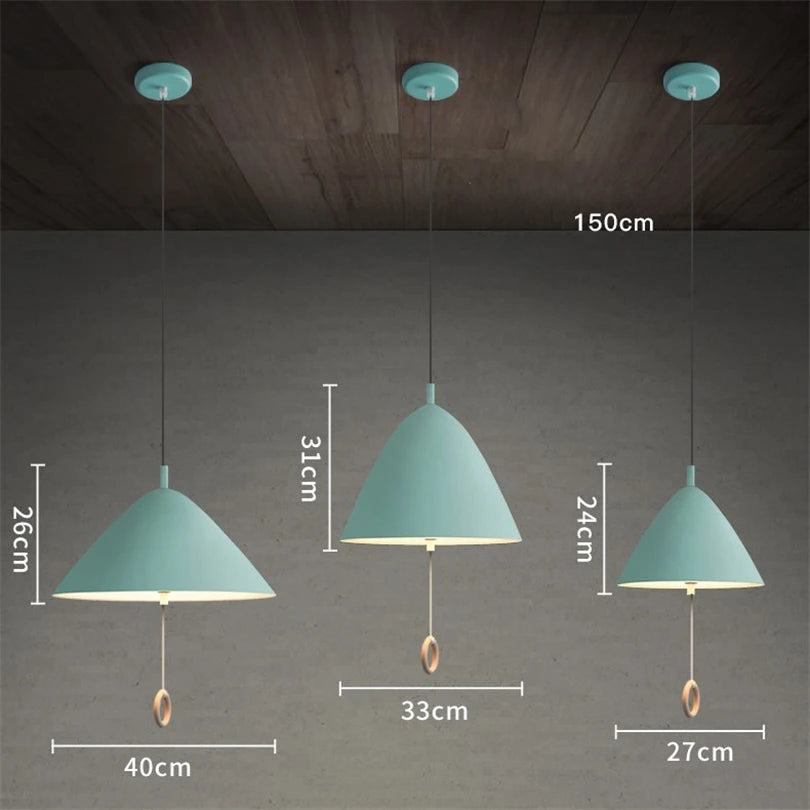 lampe suspendue design simple macaron avec interrupteur à tirer - vue 6 sur 10