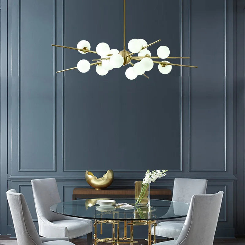 2024Modern Glass Ball LED Chandelier for Living room Dining Room Luminaire Gold/black Pendant Lamp Lustre ,Samsarah Lighting - vue 5 sur 9
