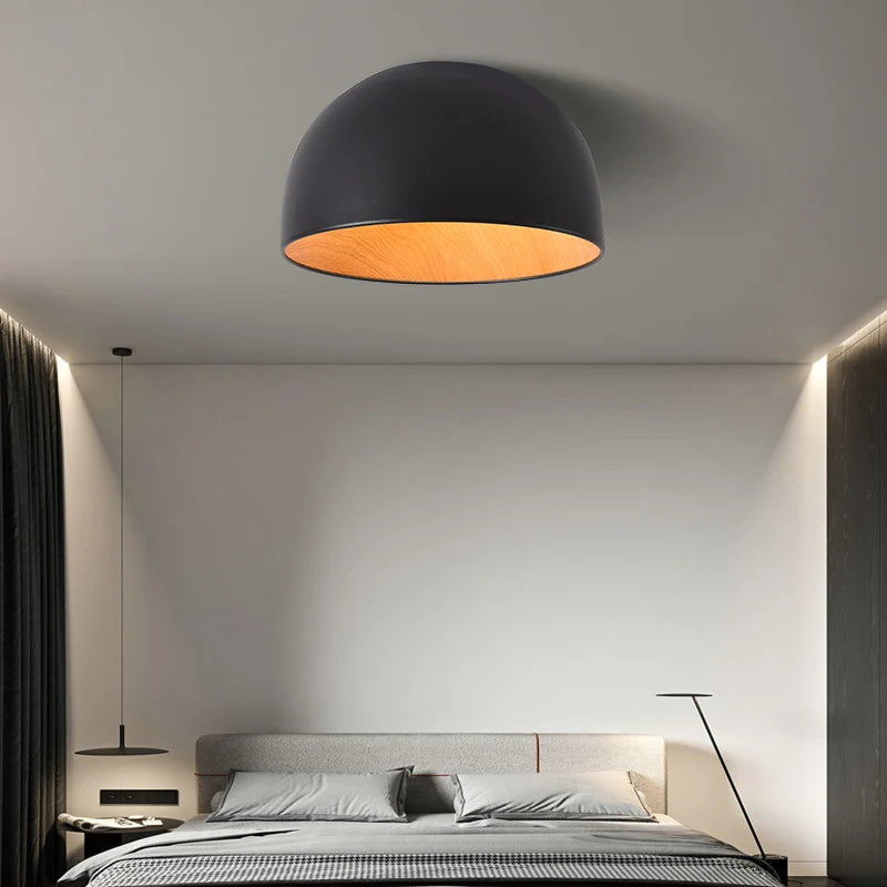 Moderne Simple bois LED lustre lumière balcon couloir créatif grain de bois lampe d'intérieur chambre Luminaires couleurs blanc ou noir