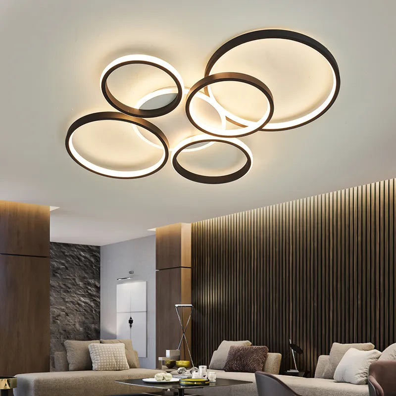 NEO Gleam moderne plafond lustre lumières pour salon étude chambre AC85-265V noir/or couleur led lustre luminaires
