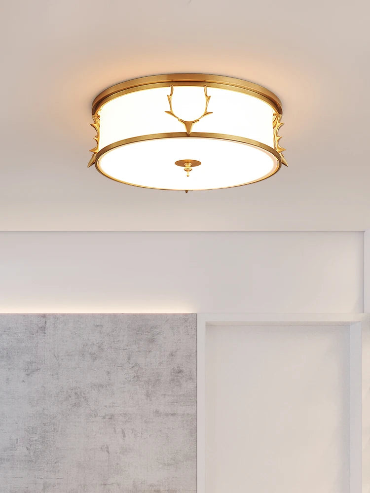 Living room, bedroom lamp, all copper, post-modern light luxury led ceiling lamp, American study, Nordic simple brass lamp - vue 3 sur 5