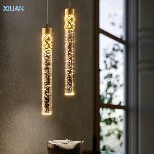 suspension en cristal de luxe avec télécommande pour chevet kistchen island led