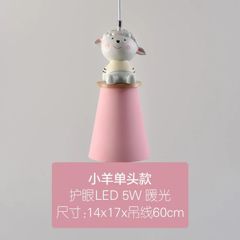 lustre créatif dessin animé animal pour chambre d'enfants