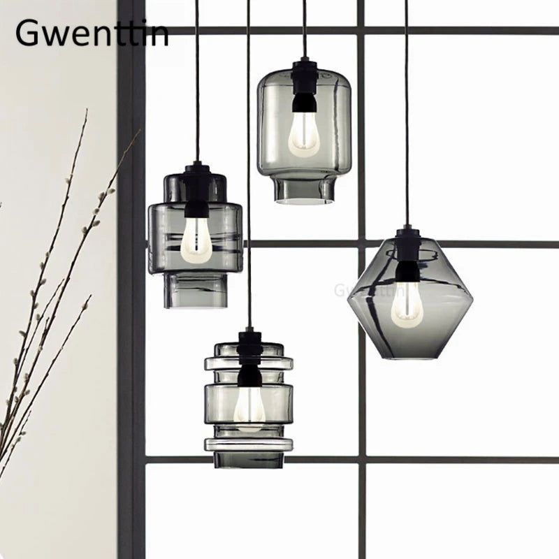 suspension moderne en verre teinté pour décoration intérieure - vue 6 sur 30