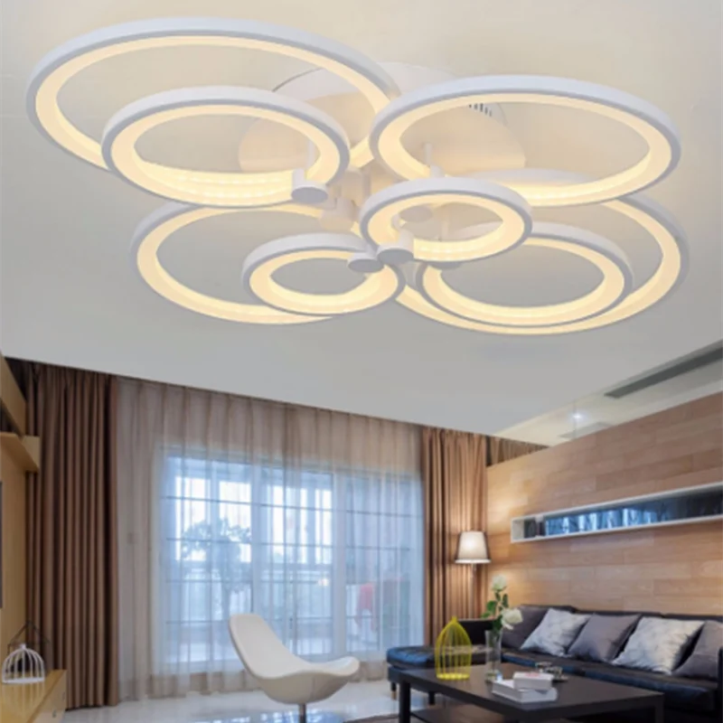 lustre moderne à leds avec anneaux ronds pour éclairage intérieur - vue 5 sur 9