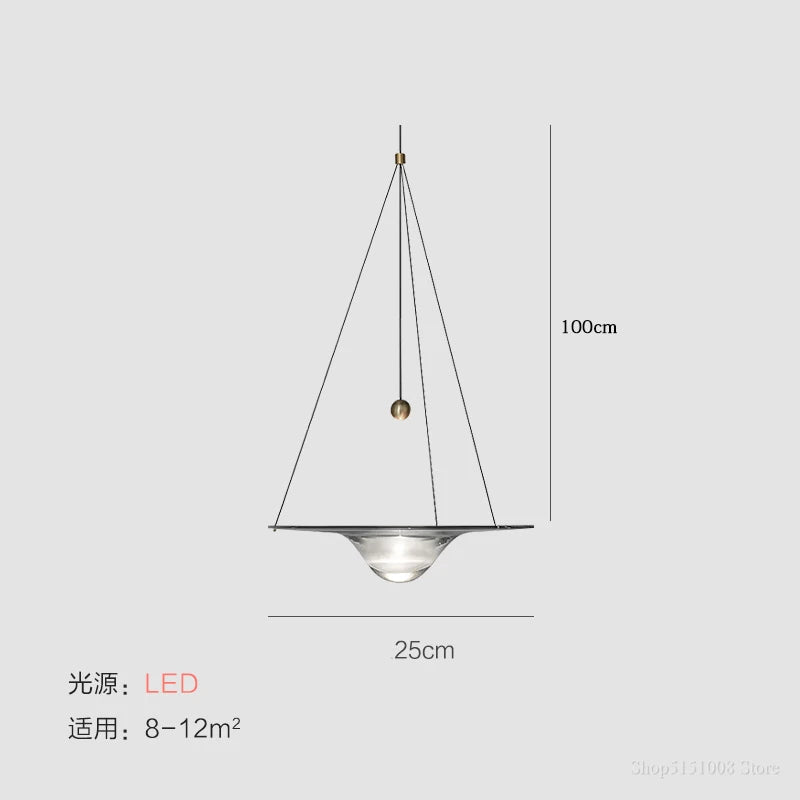suspension LED en verre transparent design nordique moderne