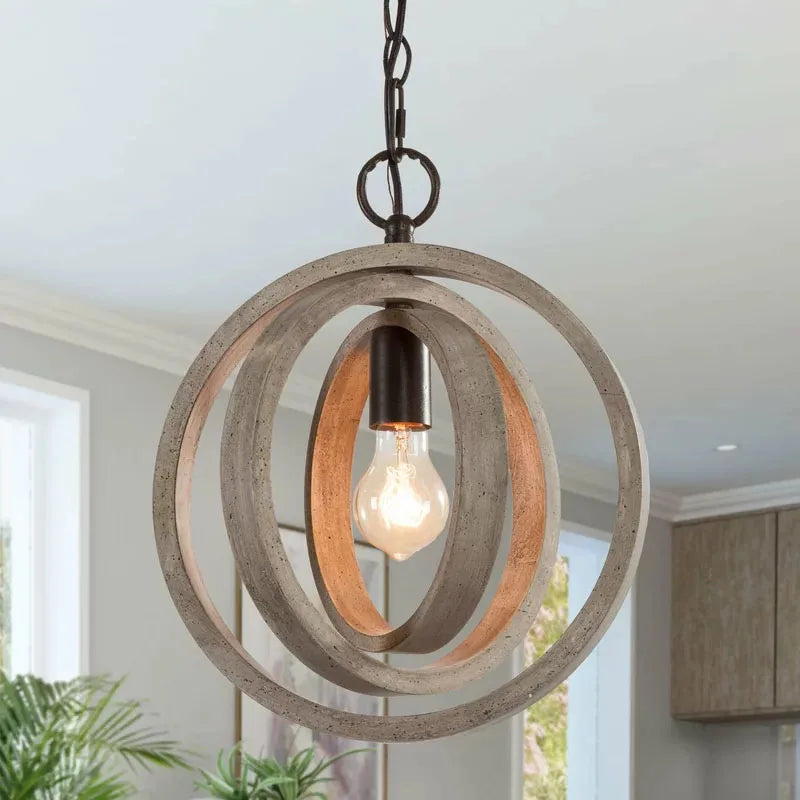 Suspension en bois ronde tête simple créatif rétro