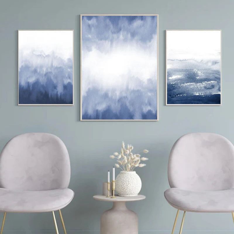 peinture abstraite aquarelle océanique art mural décoration moderne