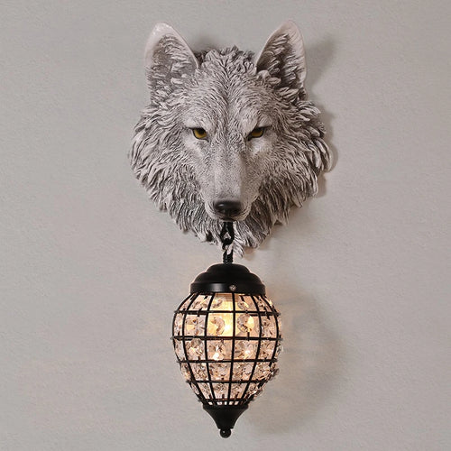 applique murale en résine tête de loup pour décoration intérieure - vue 8 sur 7
