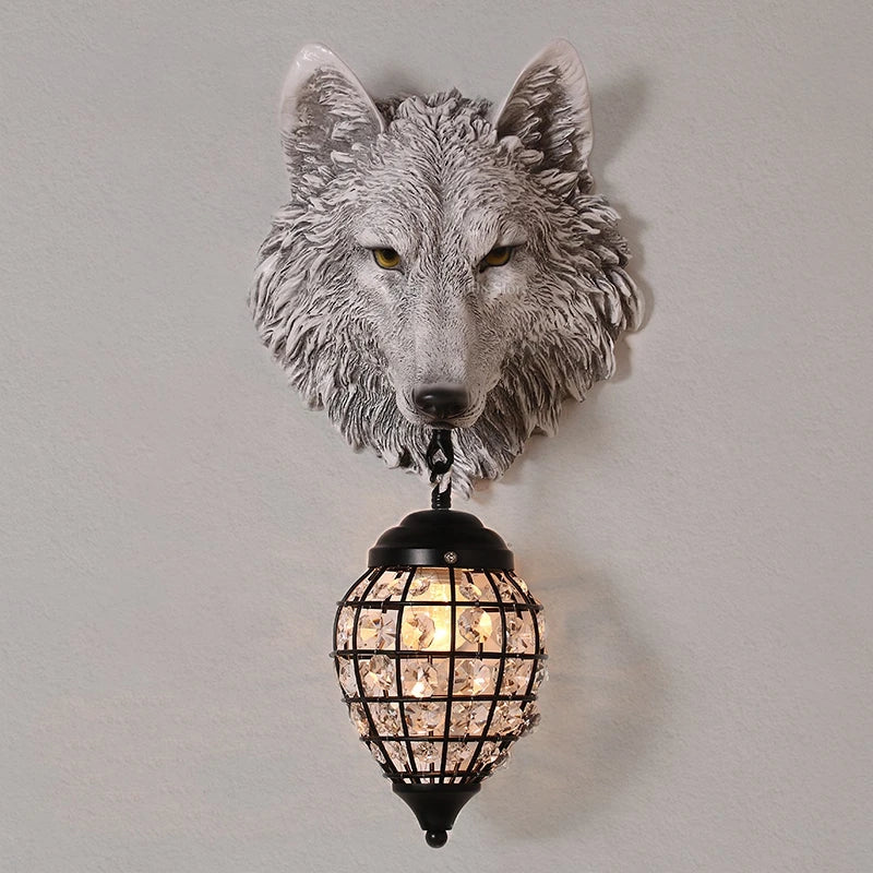 applique murale en résine tête de loup pour décoration intérieure - vue 7 sur 7