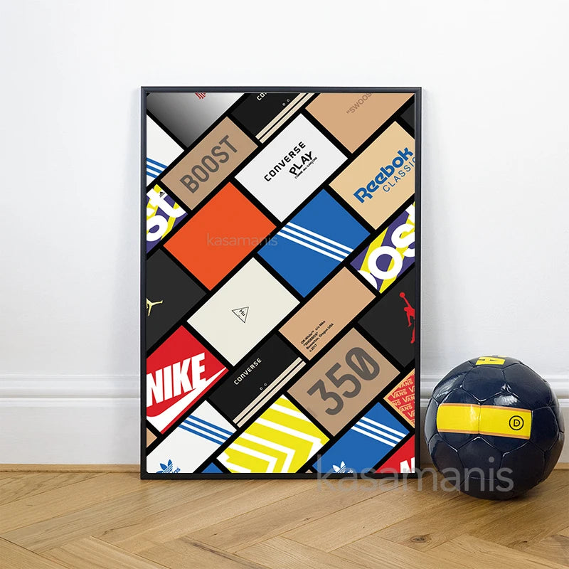 affiche dart mural sneaker box pour les passionnés de sneakers