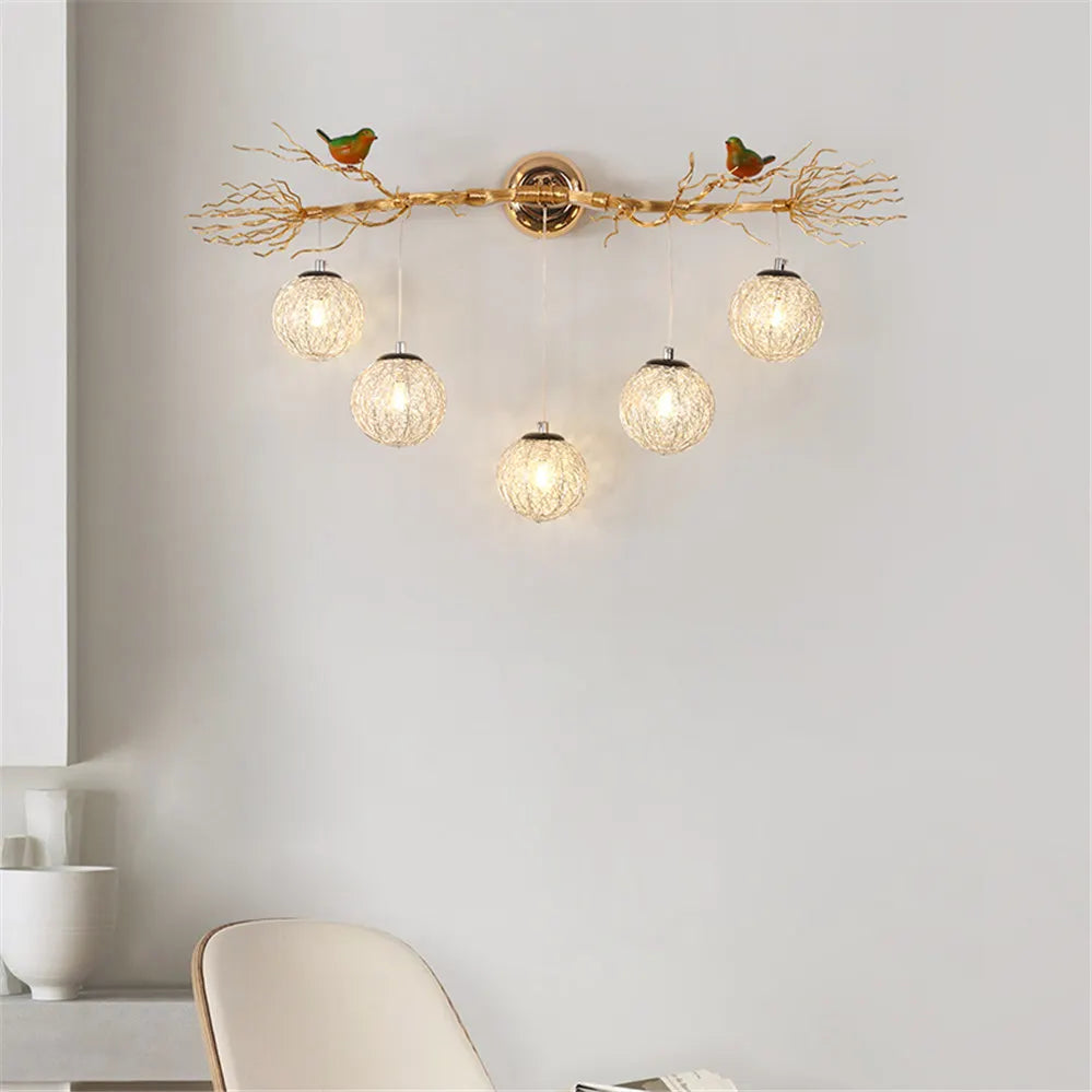 applique murale nordique en aluminium nid d'oiseau led romantique - vue 3 sur 11