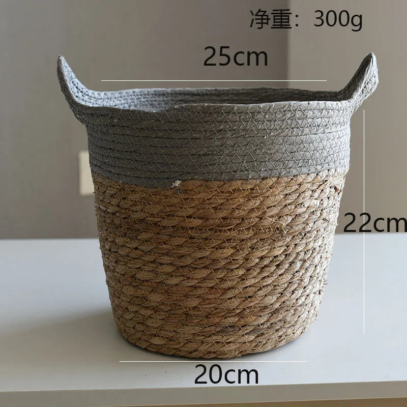 panier de rangement en paille pour décoration artisanale moderne - vue 12 sur 12