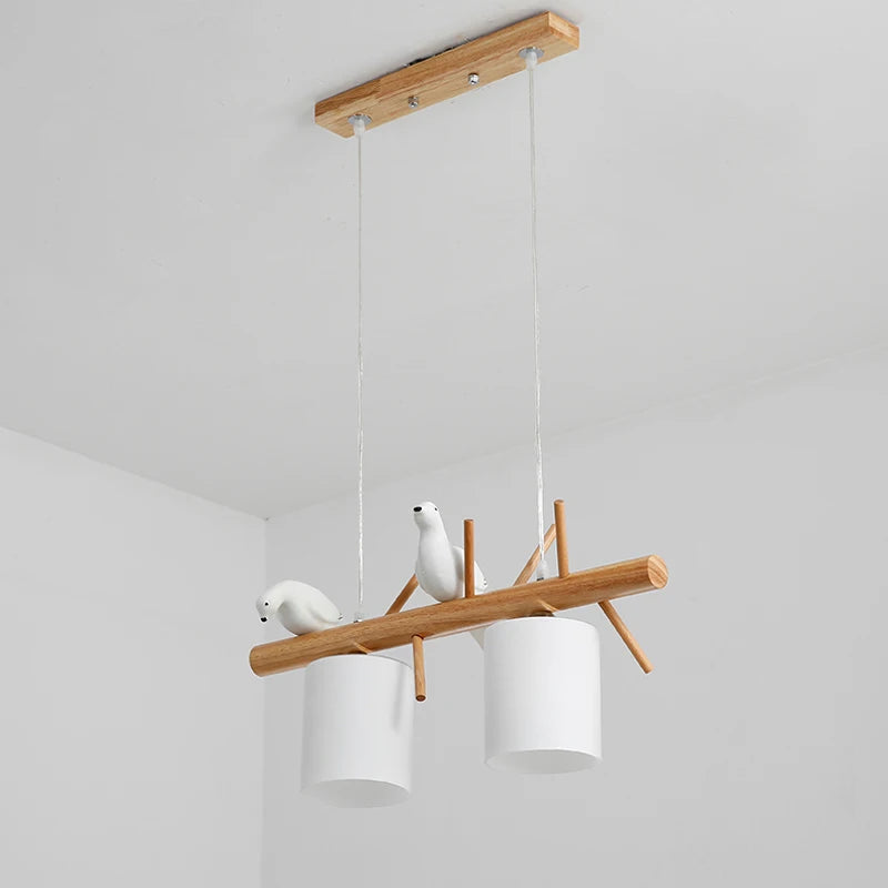 Nordique En Bois Massif PENDENTIF LED Lumière Salle à manger Plafond Lustre Chambre Salon Cuisine Éclairage Intérieur Luminaire - vue 6 sur 8