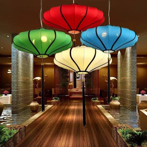 lustre en tissu chinois pour restaurants et hôtels - vue 3 sur 11