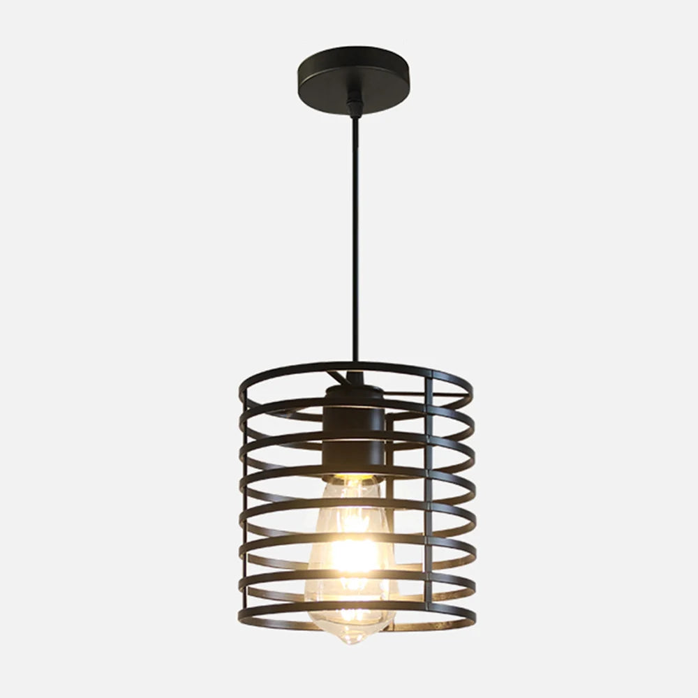 Retro Iron Cage Pendant Ceiling light Multi-Layer Round Surround Body, E27 220V Output Support Vintage Hanging Lamp