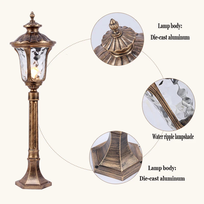 lampe de jardin rétro pour éclairage extérieur étanche - vue 7 sur 8