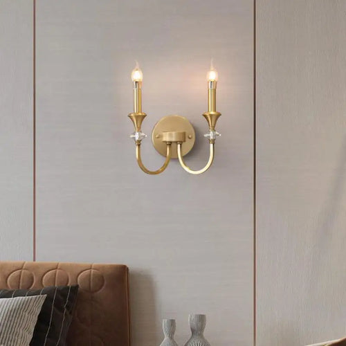 applique murale en cristal lampe à bougie led en cuivre à double tête - vue 7 sur 8