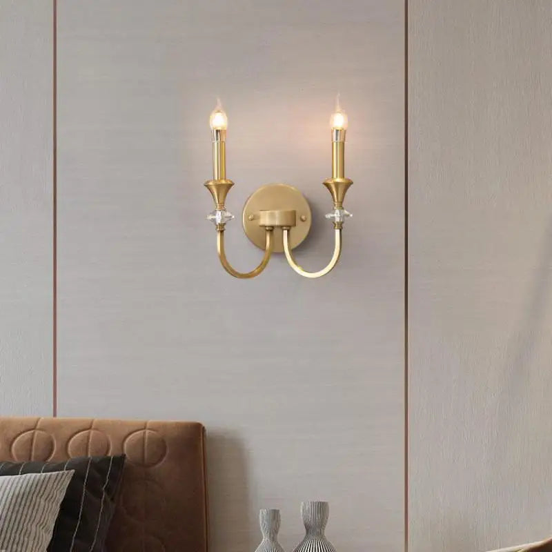 applique murale en cristal lampe à bougie led en cuivre à double tête - vue 7 sur 8