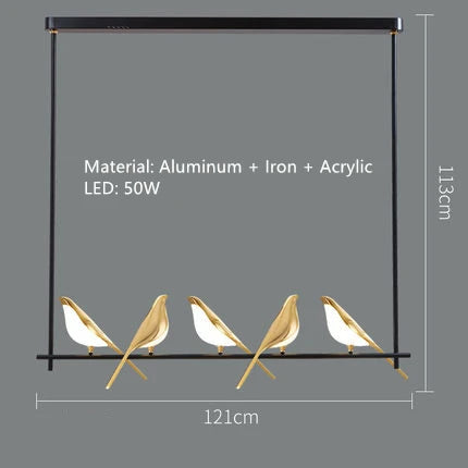 suspension LED oiseau fantaisie plaquée or design moderne ajustable - vue 14 sur 18