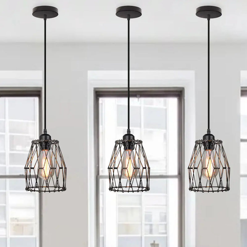 lampe suspendue industrielle rétro cage luminaire led réglable