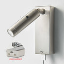 Zerouno moderne applique murale montage côté lit lecture applique murale dc 5v usb chargeur chambre lampes rotatif veilleuse luminaires