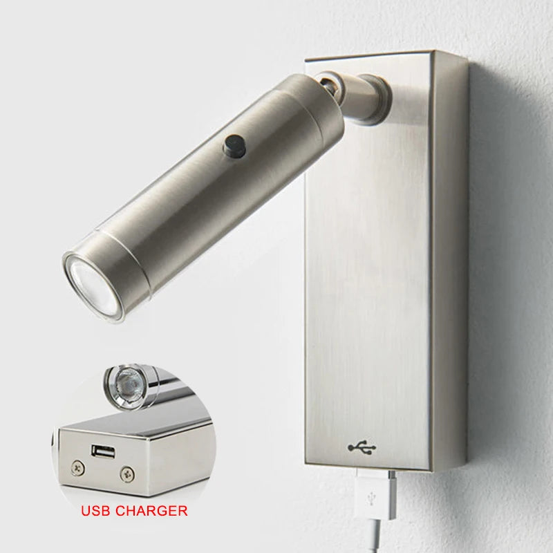 Zerouno moderne applique murale montage côté lit lecture applique murale dc 5v usb chargeur chambre lampes rotatif veilleuse luminaires - vue 3 sur 10