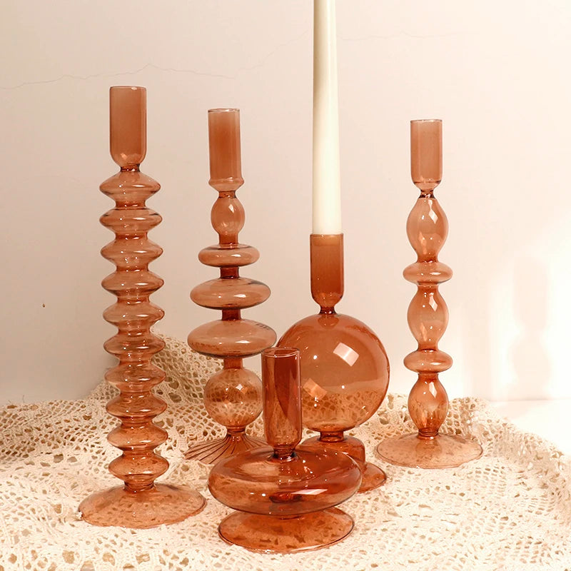 bougeoirs en verre pour décoration de table festive - vue 6 sur 11