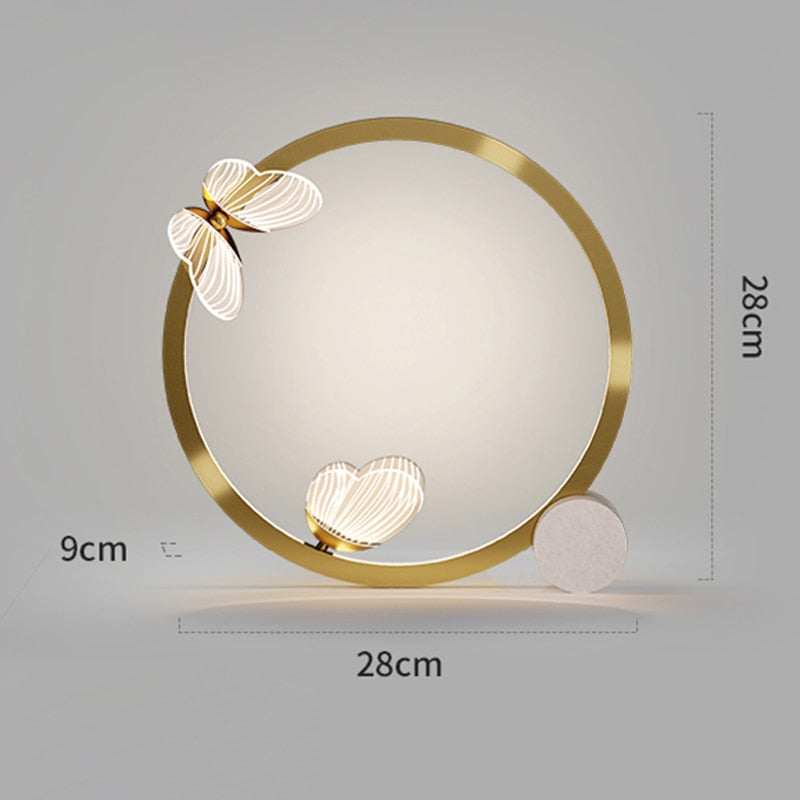 Lampe à poser design LED métallique doré Papillon