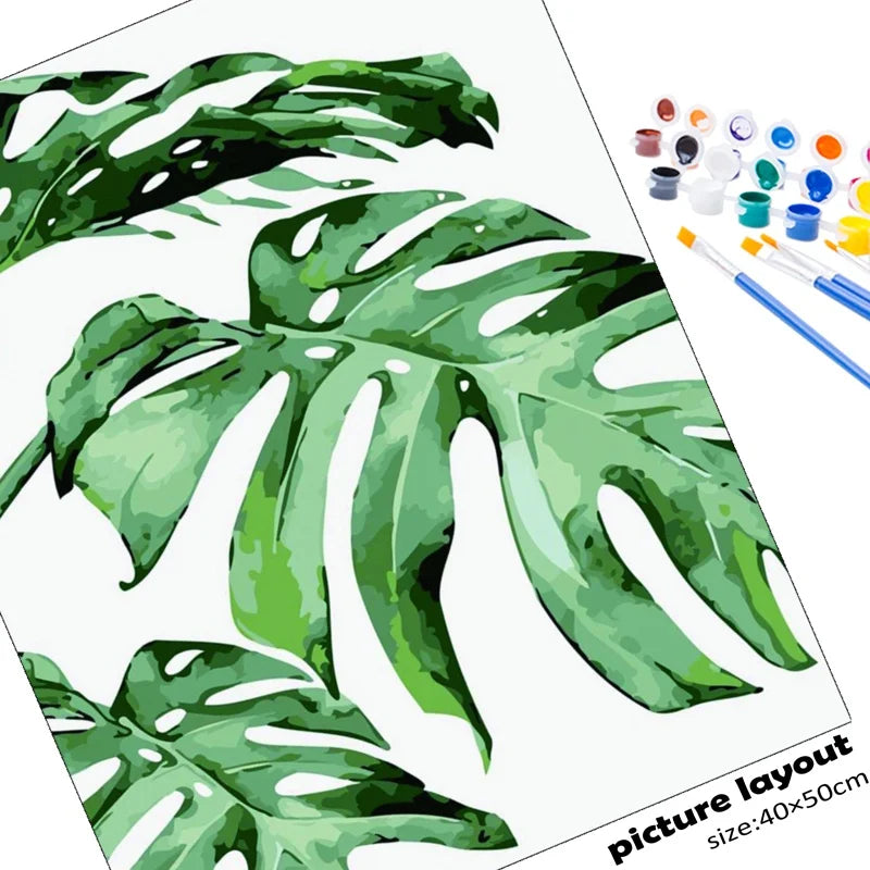peinture à l'huile par numéro plante à colorier kit décoration bricolage
