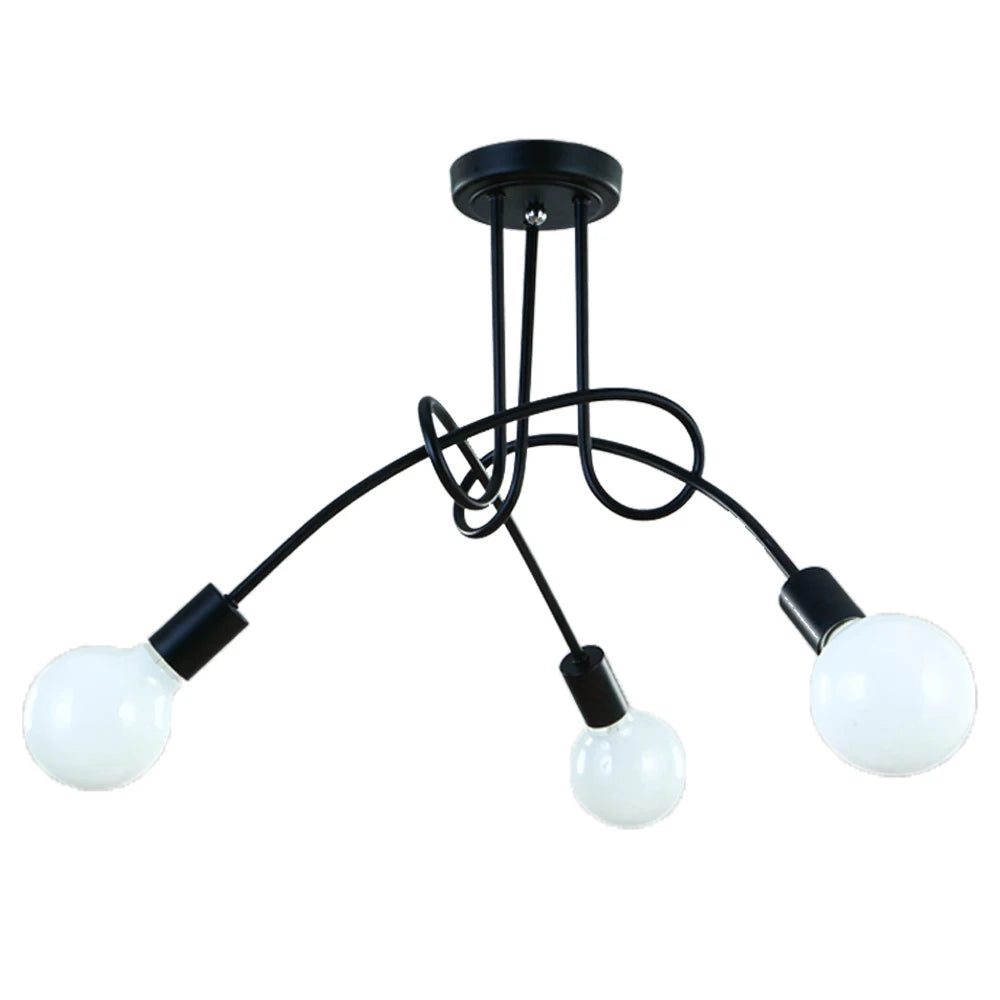 lustre vintage en fer avec 3/5 prises éclairage nordique moderne - vue 15 sur 16