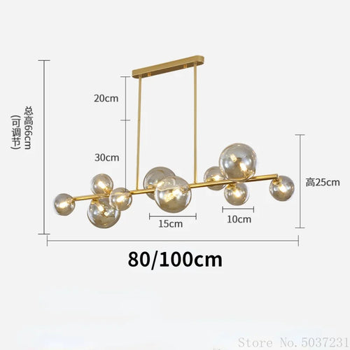 lustre led nordique moderne en boule de verre éclairage industriel - vue 6 sur 13
